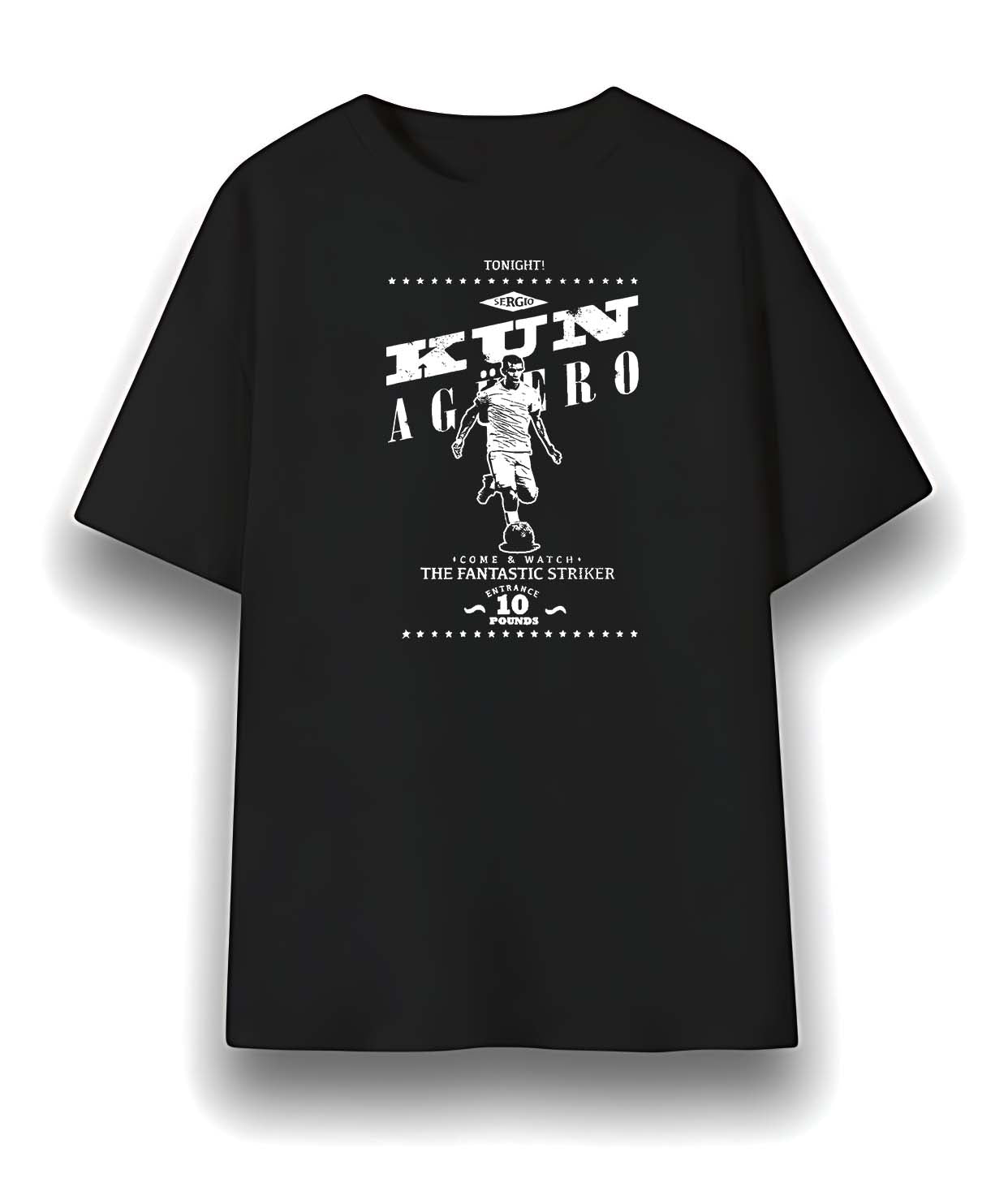 Retro Sergio Agüero Football Poster T-Shirt – Vintage Soccer Legend Graphic Tee Argentina Manchester City