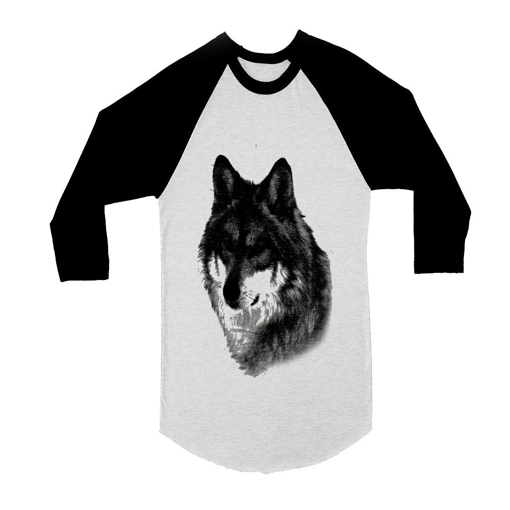 Unisex Husky Wolf Raglan 3/4 Sleeve Baseball T-Shirt