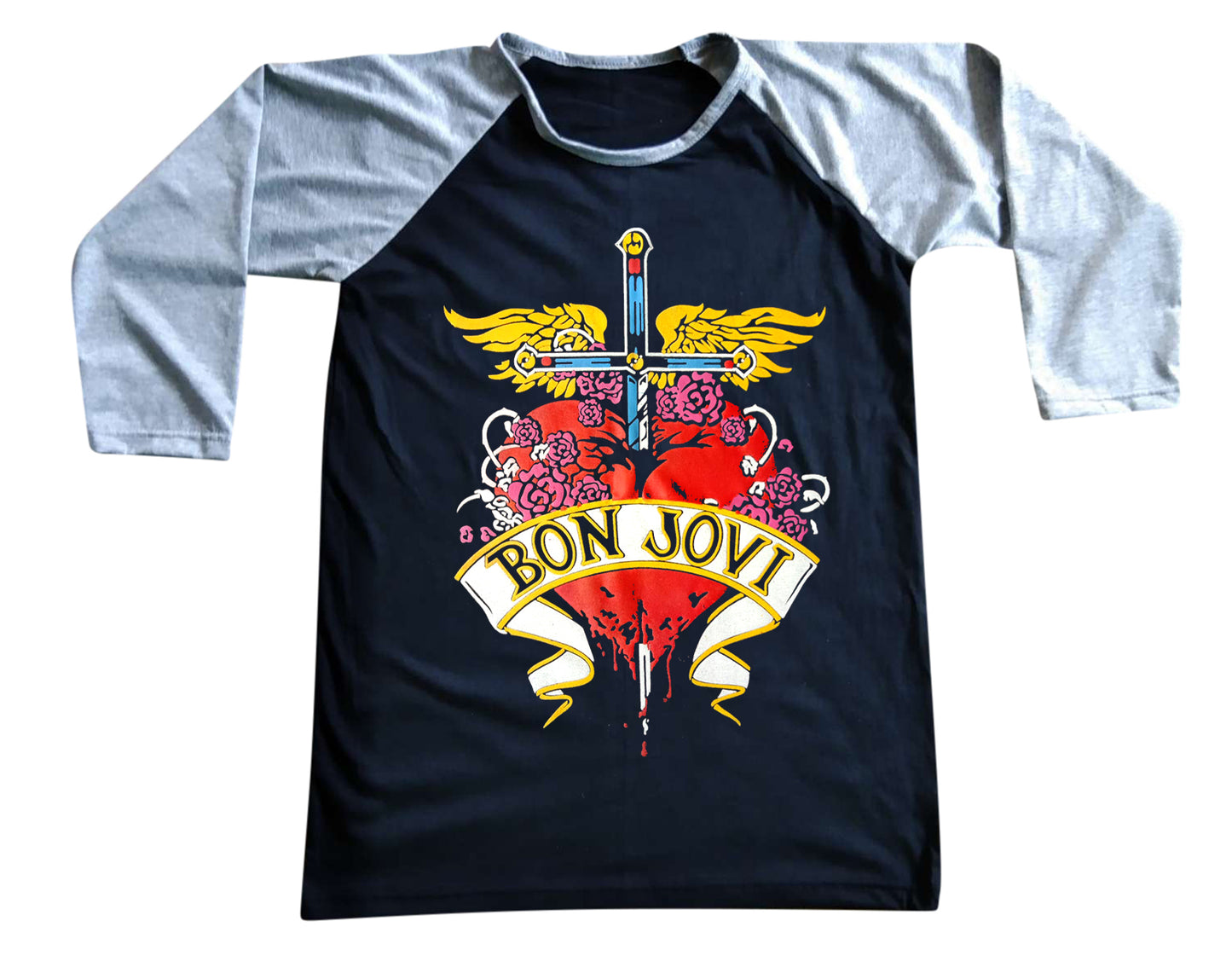 Unisex Bon Jovi Raglan 3/4 Sleeve Baseball T-Shirt
