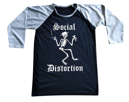 Unisex Social Distortion Raglan 3/4 Sleeve Baseball T-Shirt