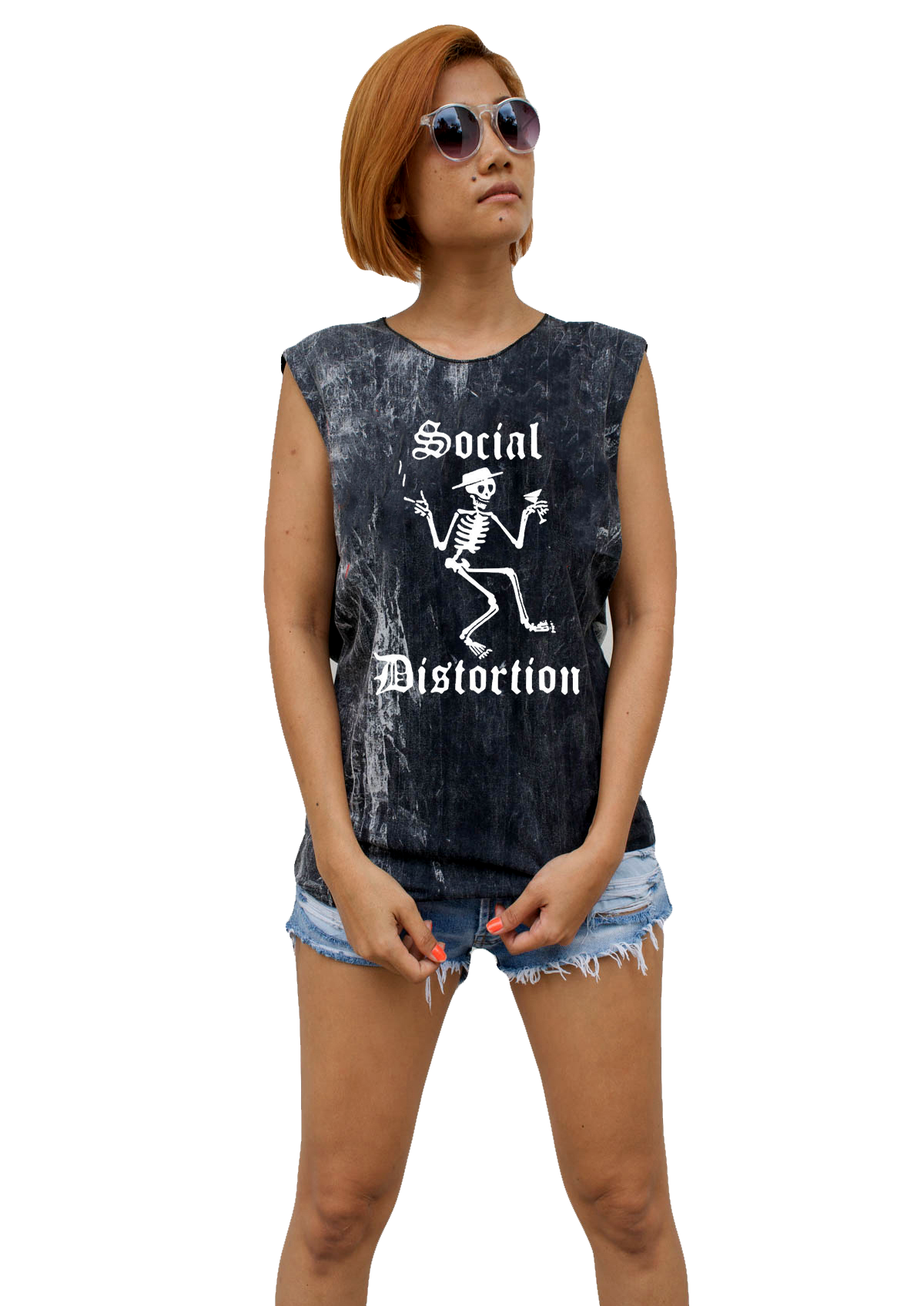Ladies Social Distortion Vest Tank-Top Singlet Sleeveless T-Shirt