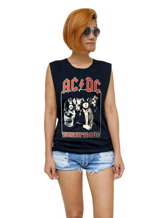 Ladies AC/DC Vest Tank-Top Singlet Sleeveless T-Shirt