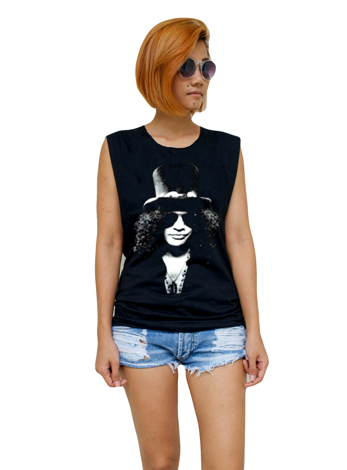 Ladies Slash Vest Tank-Top Singlet Sleeveless T-Shirt