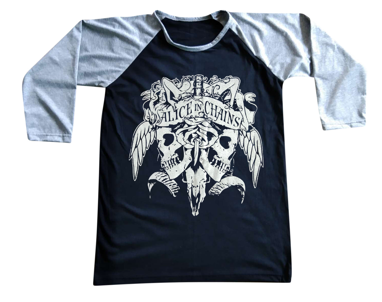 Unisex Alice In Chains Raglan 3/4 Sleeve Baseball T-Shirt