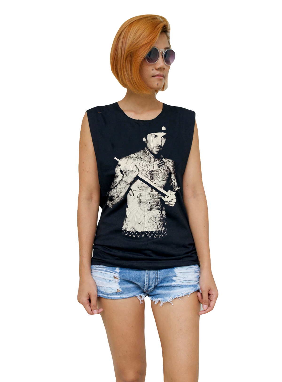 Ladies Travis Barker Vest Tank-Top Singlet Sleeveless T-Shirt