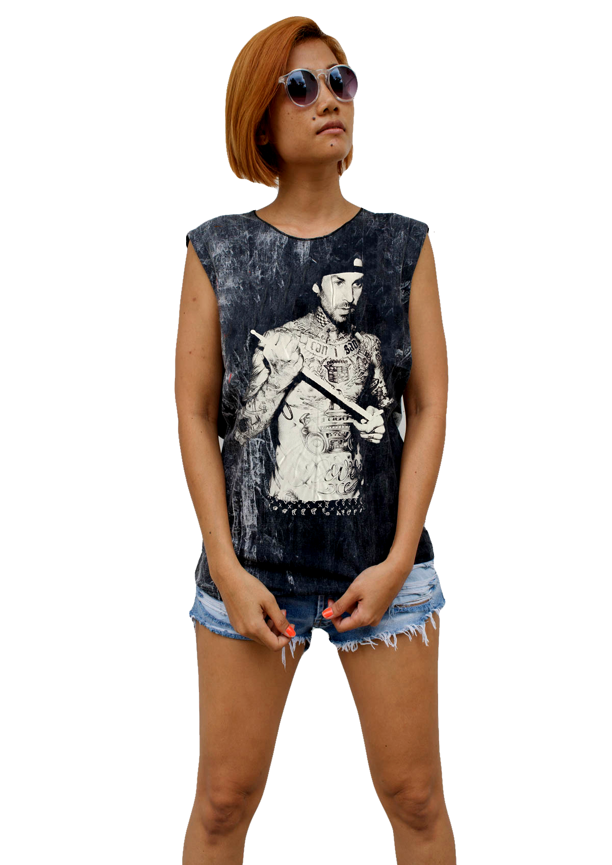 Ladies Travis Barker Vest Tank-Top Singlet Sleeveless T-Shirt