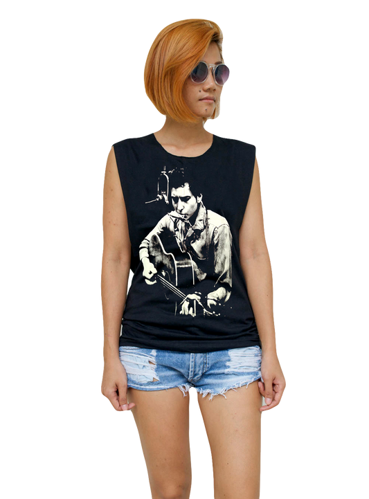 Ladies Bob Dylan Vest Tank-Top Singlet Sleeveless T-Shirt