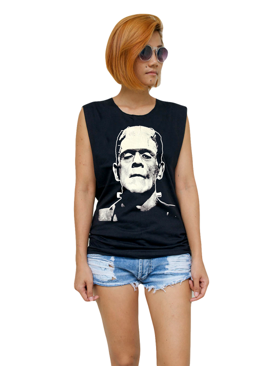 Ladies Frankenstein Vest Tank-Top Singlet Sleeveless T-Shirt