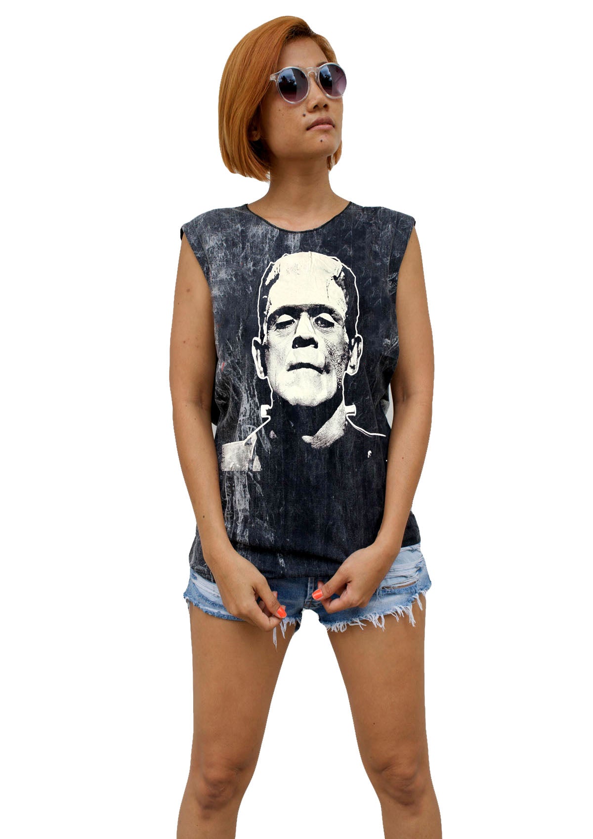 Ladies Frankenstein Vest Tank-Top Singlet Sleeveless T-Shirt