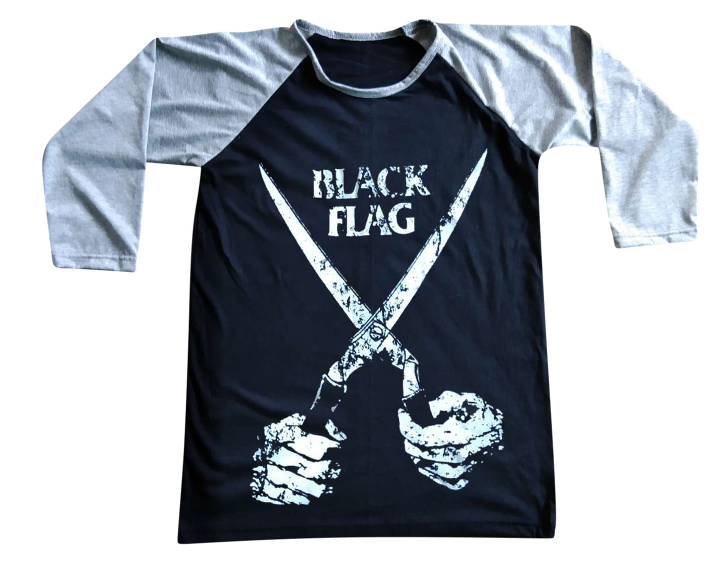 Unisex Black Flag Raglan 3/4 Sleeve Baseball T-Shirt