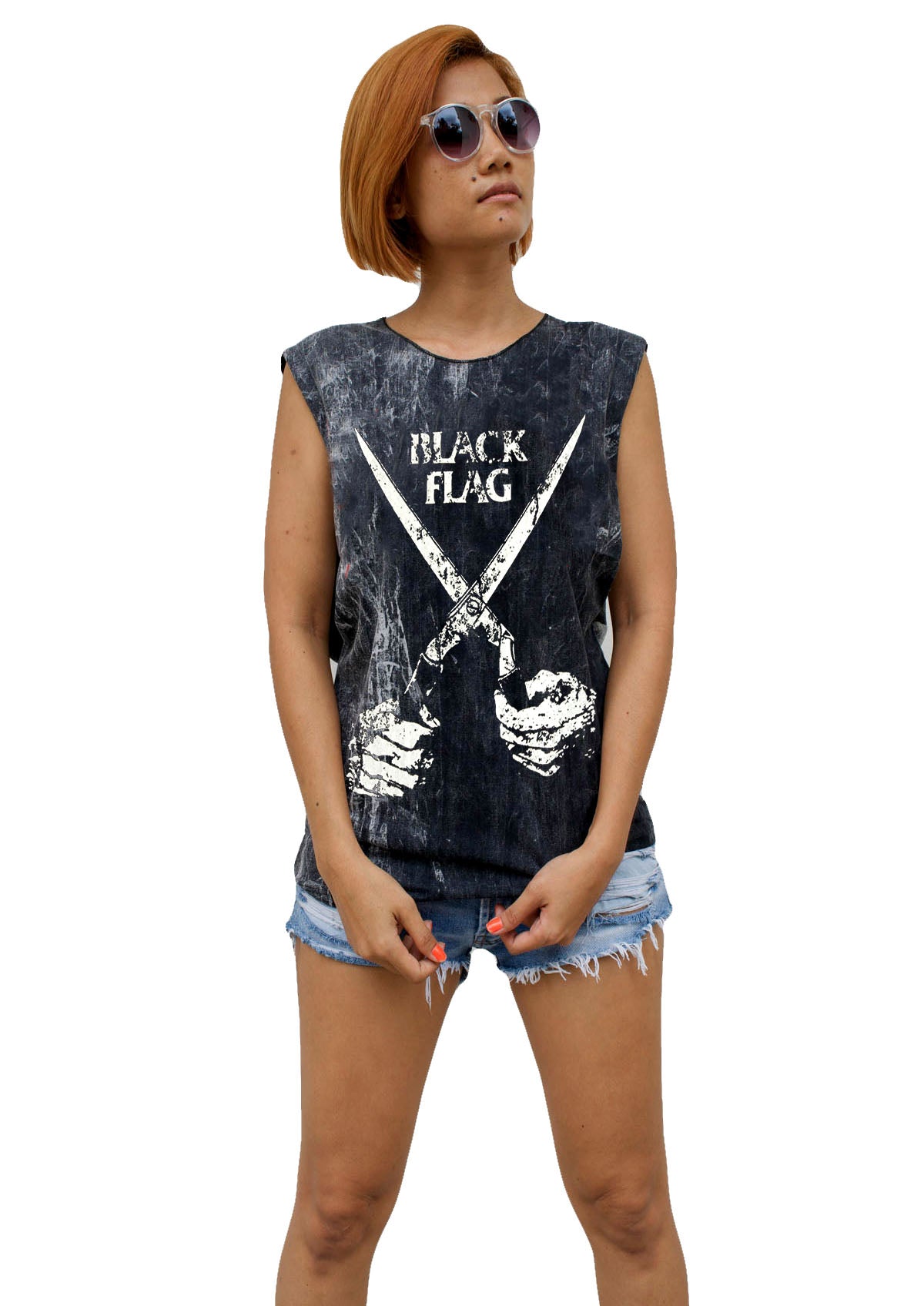 Ladies Black Flag Vest Tank-Top Singlet Sleeveless T-Shirt