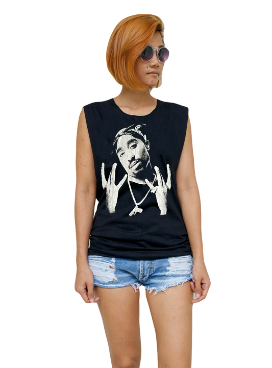 Ladies Tupac 2pac Vest Tank-Top Singlet Sleeveless T-Shirt