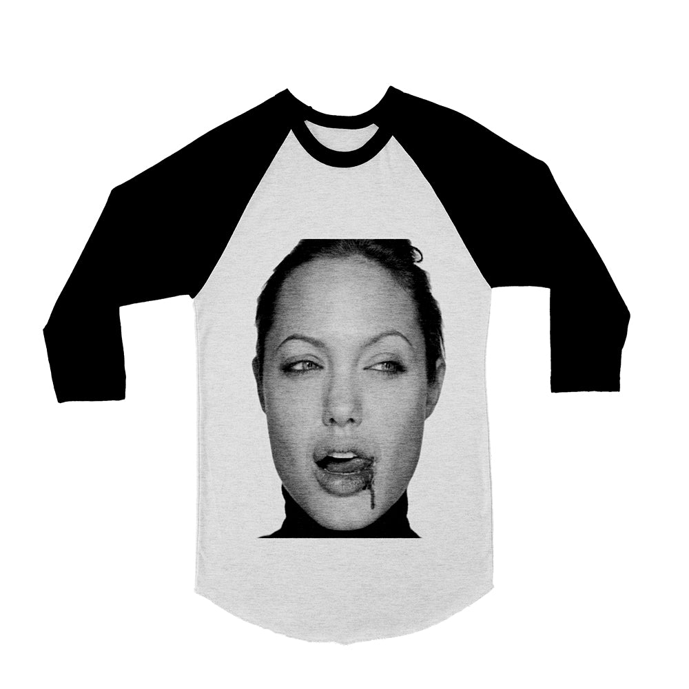 Unisex Angelina Jolie 5 3/4 Sleeve Baseball T-Shirt