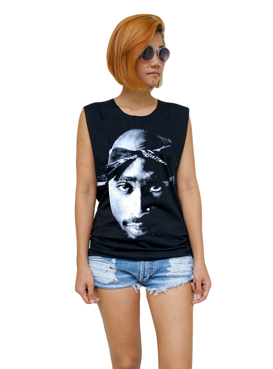 Ladies Tupac 2pac Vest Tank-Top Singlet Sleeveless T-Shirt