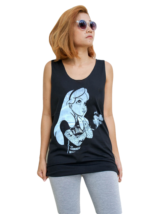 Unisex Tattoo Alice In Wonderland Tank-Top Singlet vest Sleeveless T-shirt