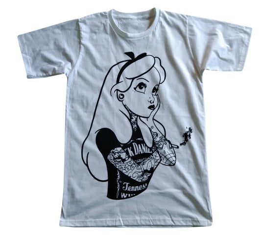 Alice In Wonderland Tattoo Smoking Short Sleeve T-Shirt