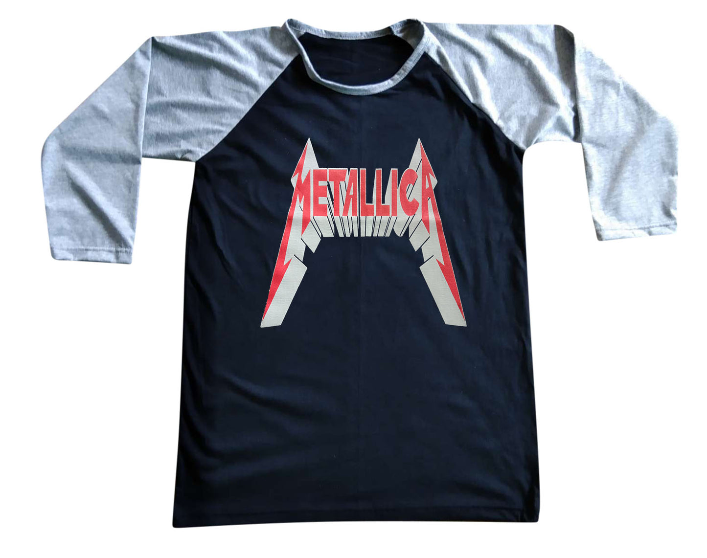 Unisex Metallica Raglan 3/4 Sleeve Baseball T-Shirt