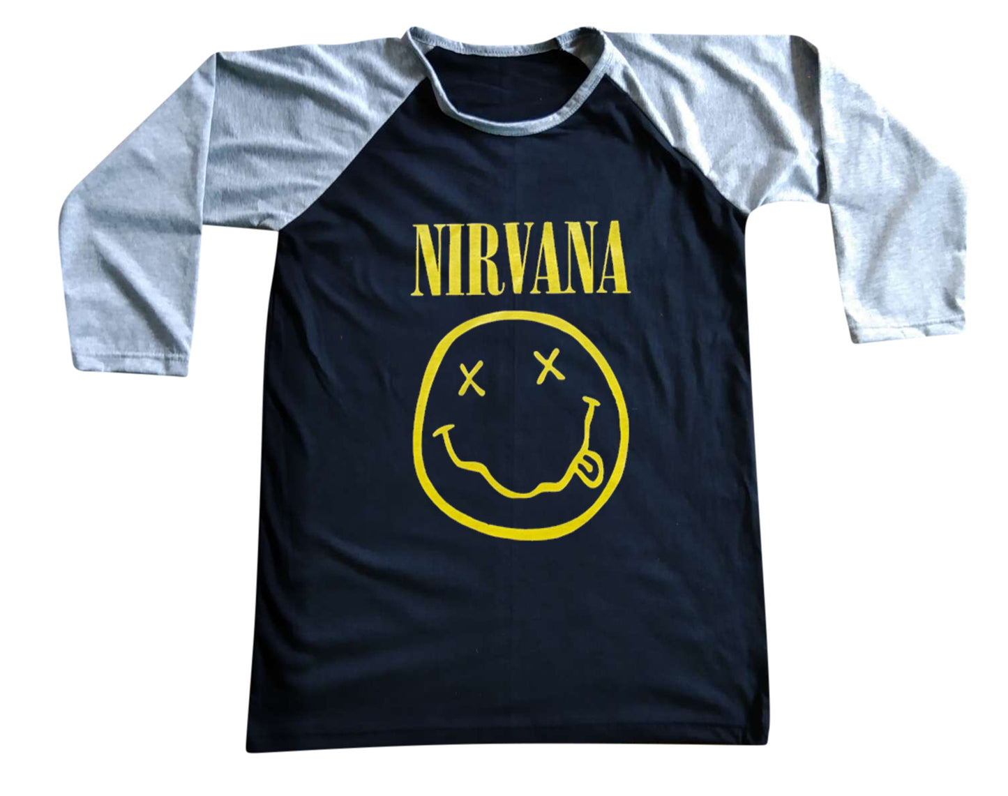 Unisex Nirvana Kurt Cobain Raglan 3/4 Sleeve Baseball T-Shirt