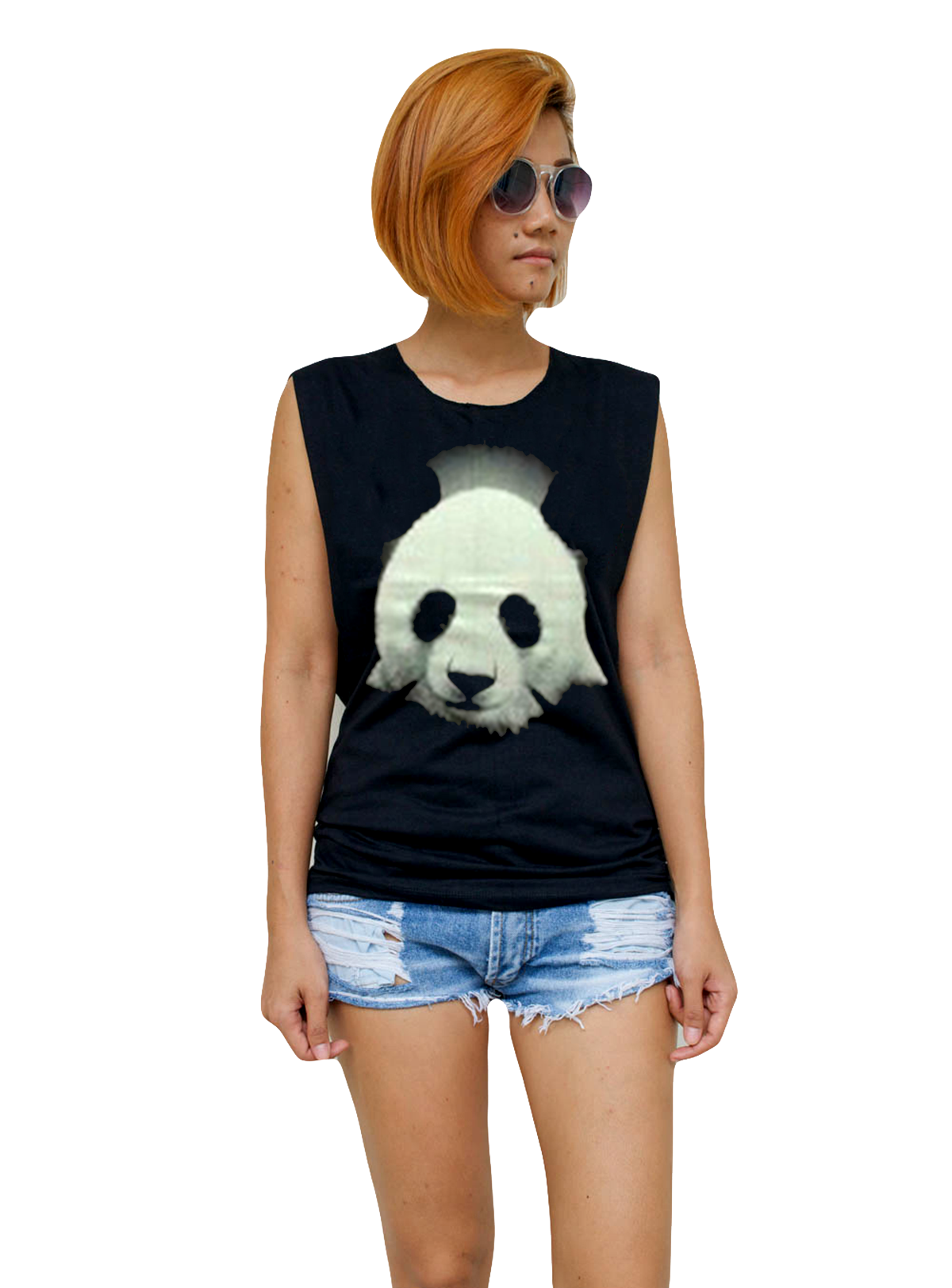 Ladies Panda Vest Tank-Top Singlet Sleeveless T-Shirt