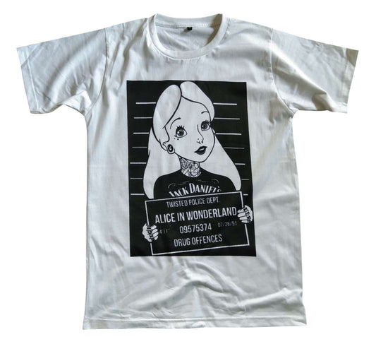Alice In Wonderland Convict Mug Shot Short Sleeve T-Shirt