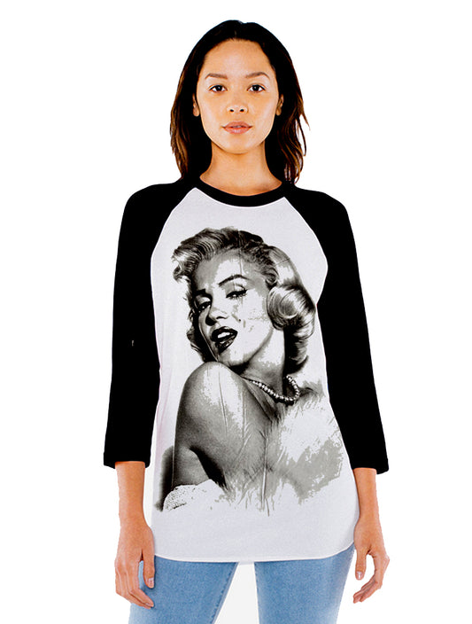 Unisex Marilyn Monroe 3/4 Sleeve Baseball T-Shirt