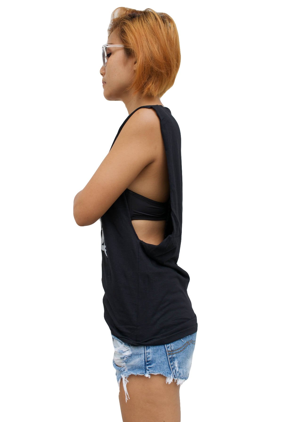 Ladies Slash Vest Tank-Top Singlet Sleeveless T-Shirt